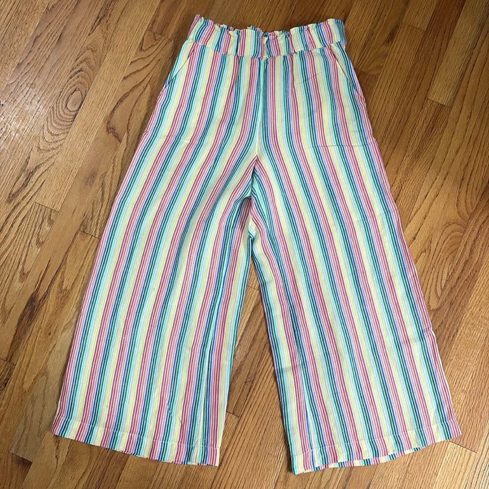 Loft, Rainbow Striped Pants Small Petite SP Linen Blend Pockets